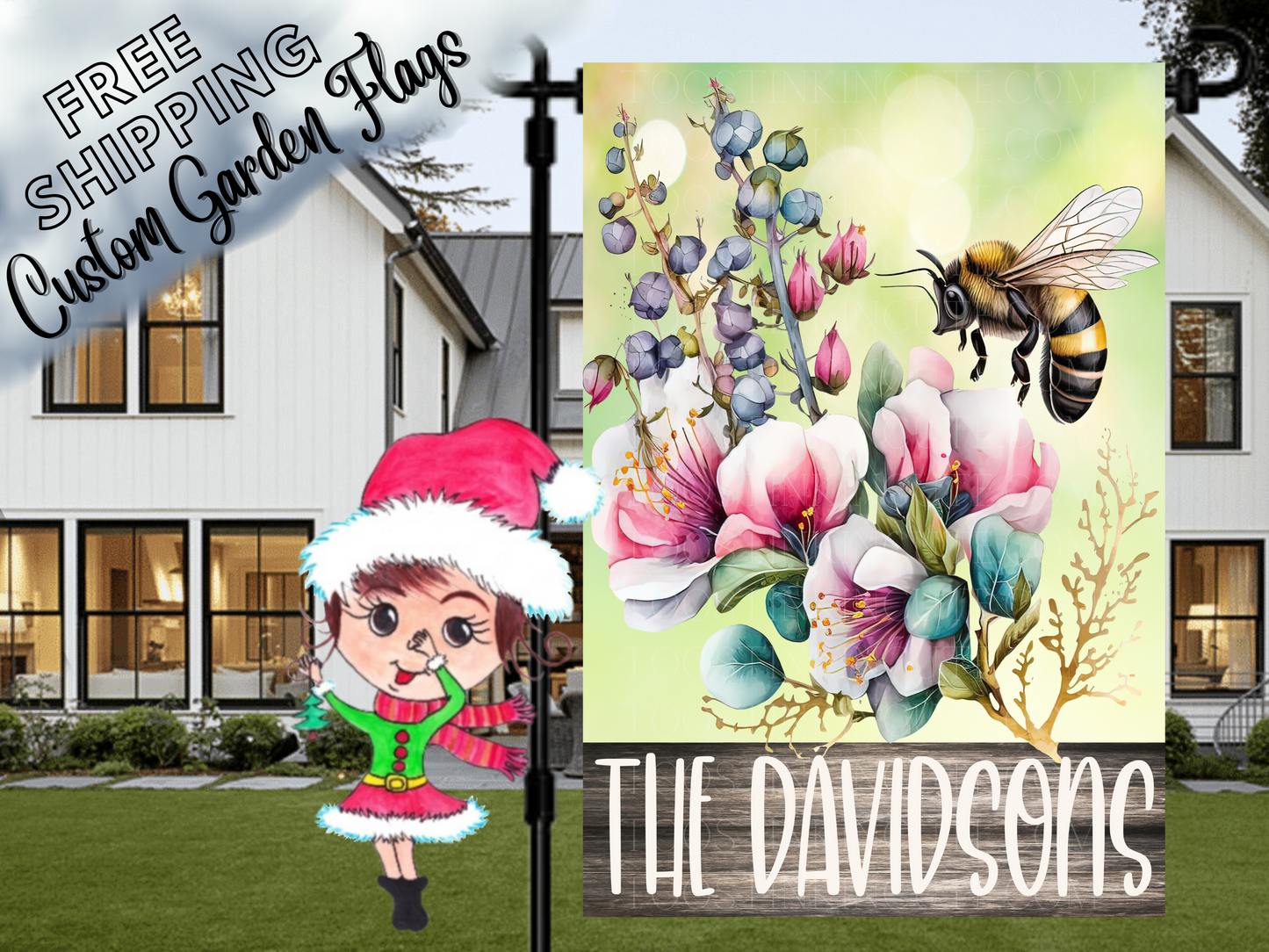 Spring Bee Garden Flag