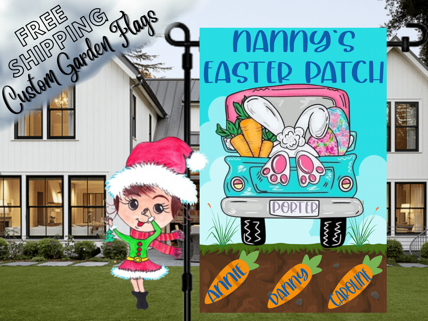 Easter Carrots Personalized Garden Flag