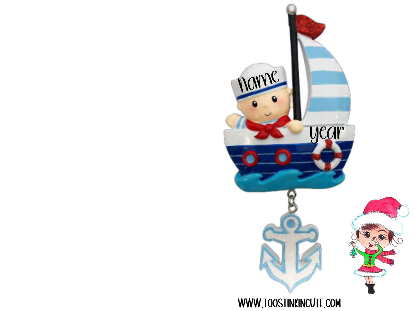 Personalized Sailor Baby Boy Christmas Ornament