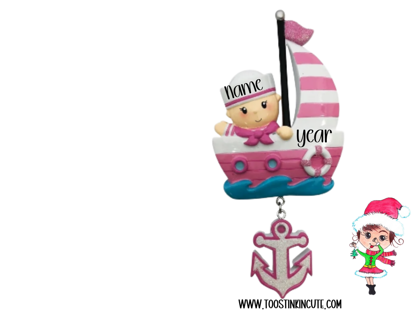 Personalized Sailor Baby Girl Christmas Ornament