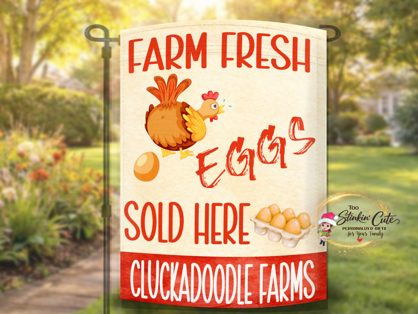 Vintage style farm fresh eggs flag for chicken coop or egg stand décor
