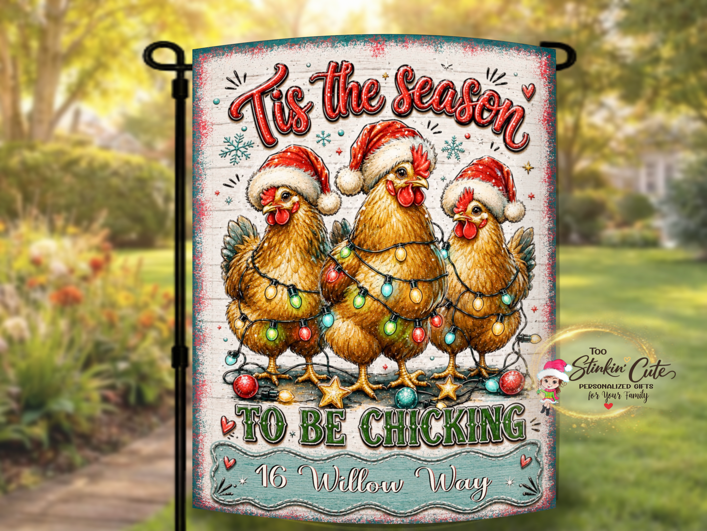 Personalized Farmhouse Christmas Porch Flag