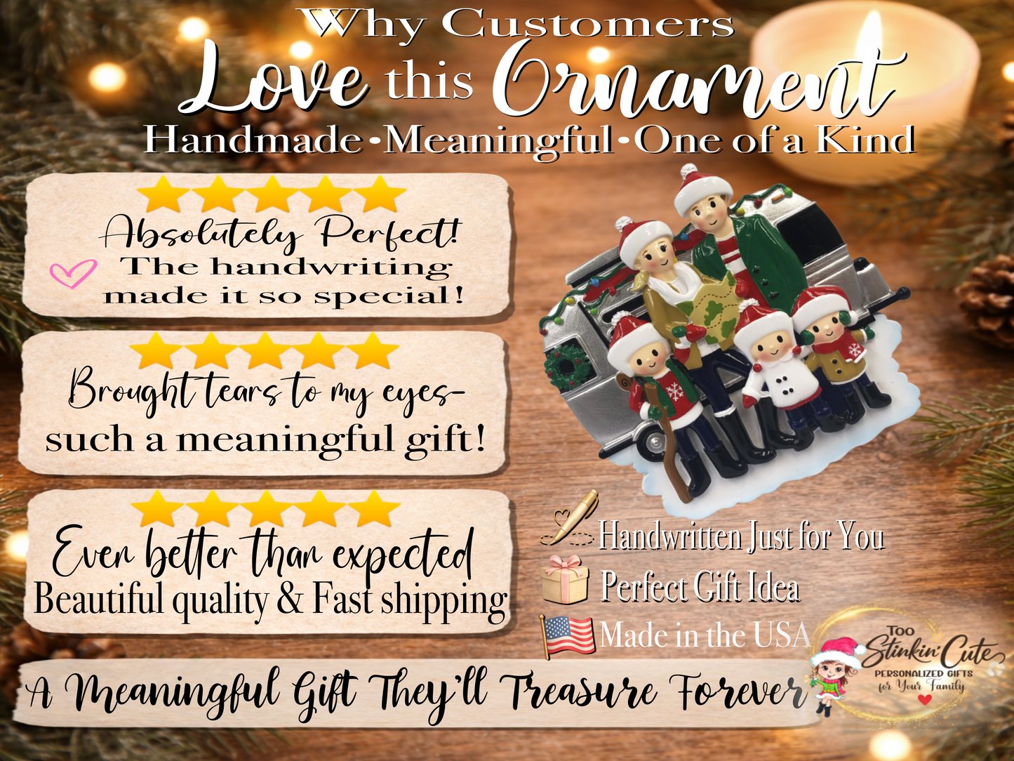 Personalized RV Camper Family of 5 Ornament – Custom Christmas Keepsake