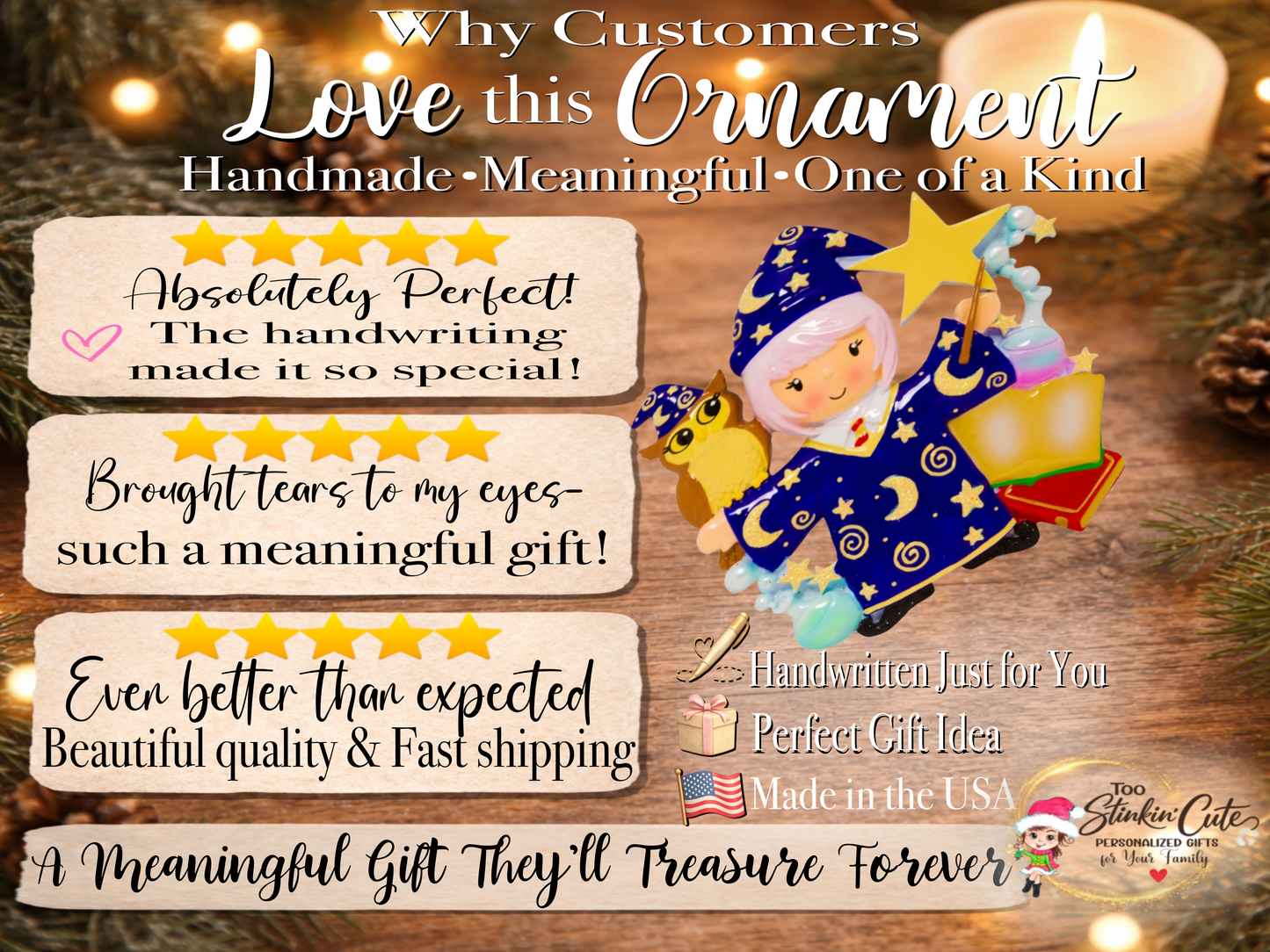 Personalized Wizard Graduation Ornament 2026 | Custom Teacher Ornament | Handwritten Year Keepsake