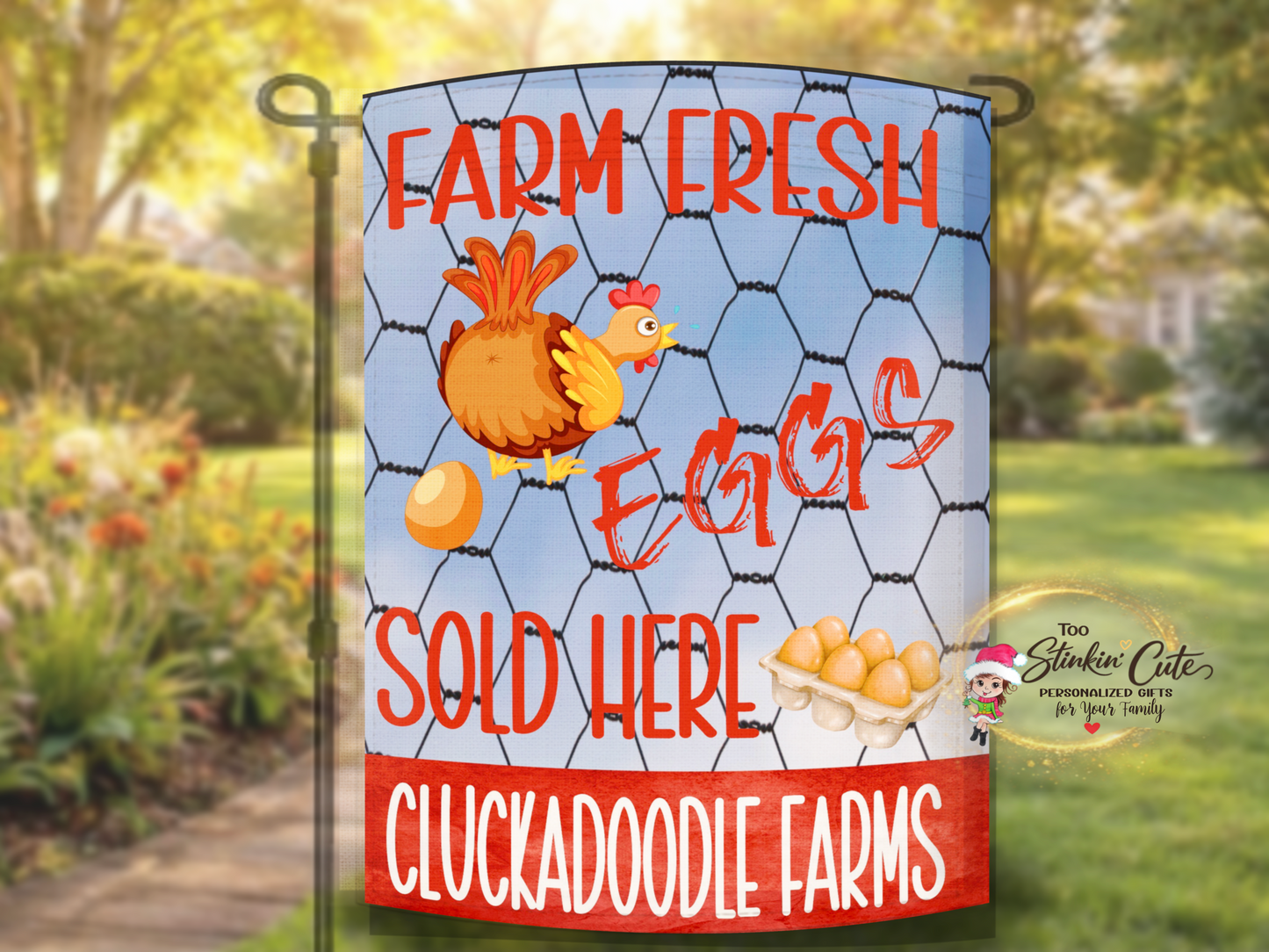 Vintage inspired farm fresh eggs outdoor decorative flag