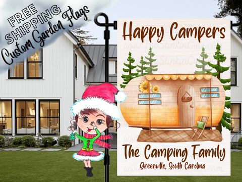 Personalized Camper Garden Flag|Family Garden Flag|Camping Family|Camper Garden Flag|Garden Flag Camping|Camping Family Flag|Campsite Flag
