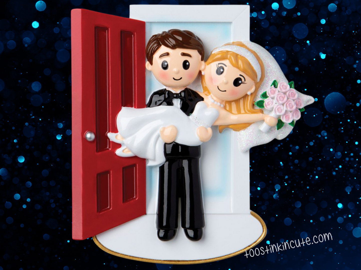 Just Married Wedding Couple Personalized Christmas Ornament Groom Carrying Bride