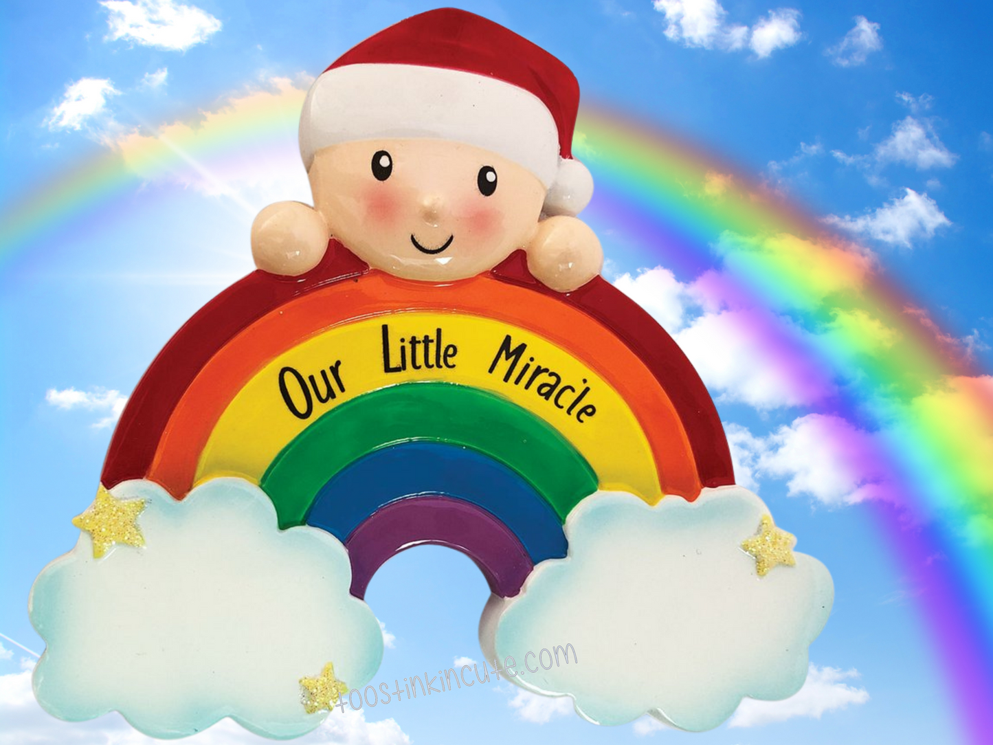 Rainbow Miracle Baby Personalized Christmas Ornament
