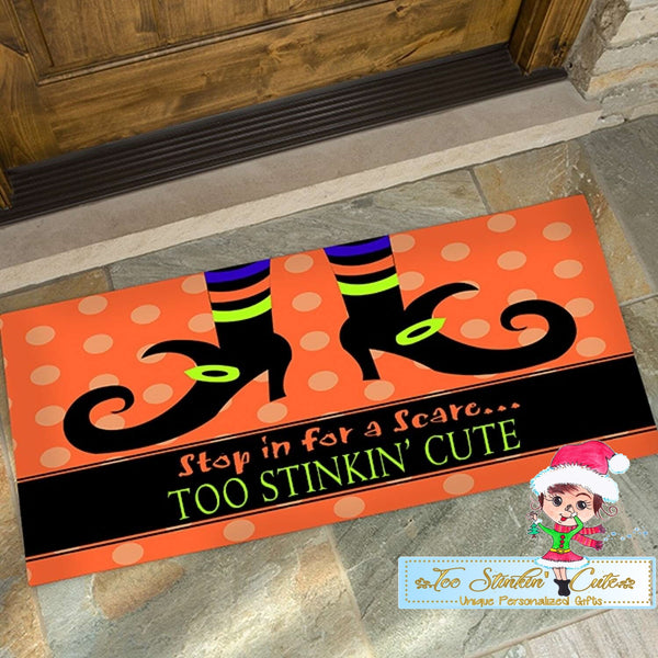 Personalized Halloween Family  Stop In For A Scare Doormat Rug
