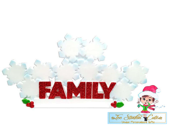 Personalized Christmas Table Topper Snowflake Family of 10 + Free Shipping!