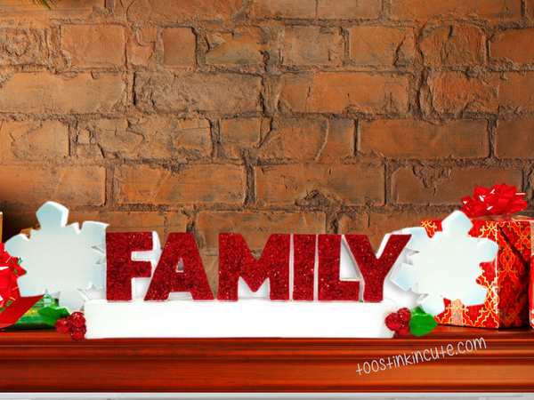 Table Topper Snowflake Family of 2 Personalized Christmas Table Topper