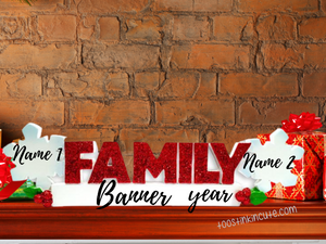 Table Topper Snowflake Family of 2 Personalized Christmas Table Topper