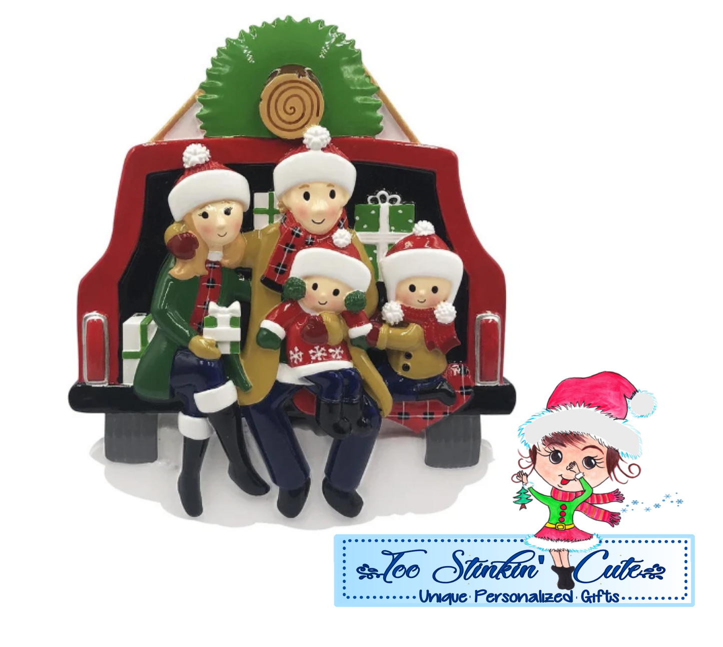 Christmas Tree Family of 4 Personalized Christmas Ornament|Family Ornament|Christmas Tree Ornament|Cut Tree Lot|Family Christmas Tree