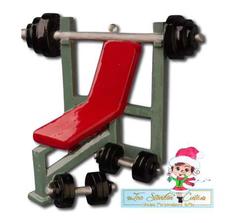 Weightlifting Bench Press Personalized Christmas Ornament|Gym Ornament|Exercise Ornament|Weight Lifter Ornament|Weight Ornament|Workout Gift