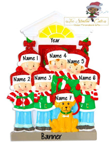 Personalized Christmas Ornament Family of 6 with Dog /Best Friends/ Coworkers + Free Shipping!