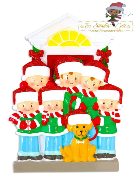 Personalized Christmas Ornament Family of 6 with Dog /Best Friends/ Coworkers + Free Shipping!