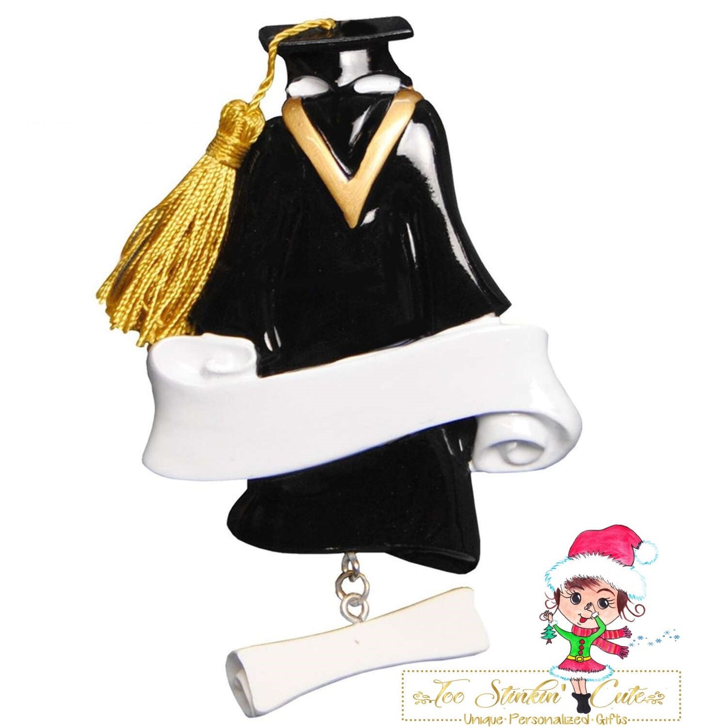 Personalized Christmas Ornament Graduate Student Cap Gown + Free Shipping! /Graduation/ School College Diploma Certificate