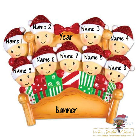 Personalized Christmas Ornament Pajama Bed Family of 9 + Free Shipping!