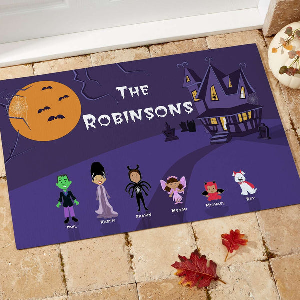 Personalized Halloween Family Doormat Rug + Free Shipping/ Fall/ Pumpkin/ Scary/ Witch/ Floormat