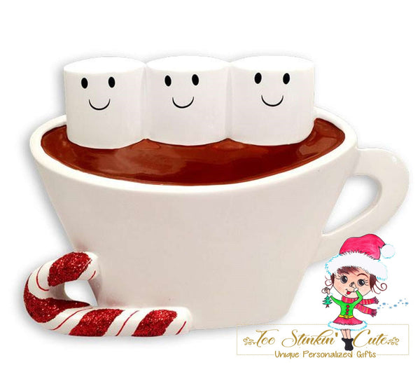Personalized Christmas Table Topper Hot Chocolate Marshmallow Family of 3/ Best Friends/ Coworkers + Free Shipping!