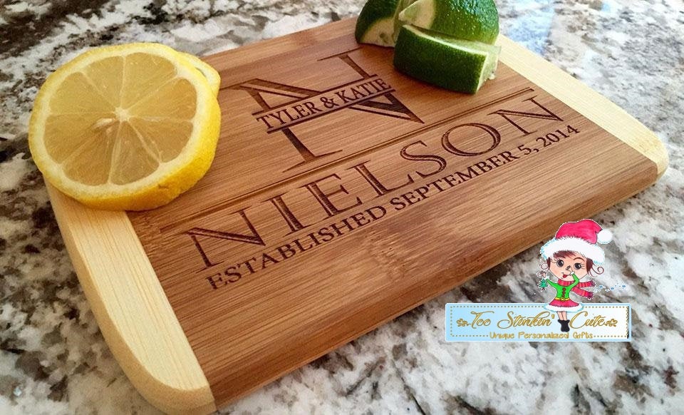 Personalized Cutting Bar Board (Rounded Edge) Bamboo - 11 Different De –  Too Stinkin' Cute