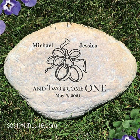 Personalized Engraved Two Became One Wedding Garden Stone