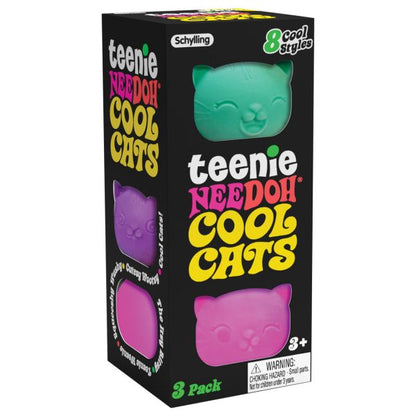Teenie NeeDoh Cool Cats Squishy | Mini Cat Sensory Fidget Toy (3 Pack)