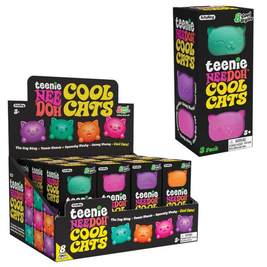 Teenie NeeDoh Cool Cats Squishy | Mini Cat Sensory Fidget Toy (3 Pack)