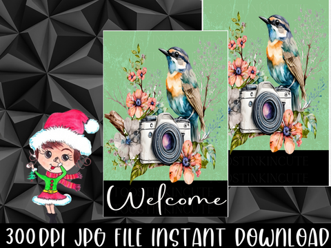 Camera Bird Flag Instant Download,Camera Download,Bird Graphic Clipart,Bird Camera Flag,Custom Garden Flag,Spring Garden Flag,Bird Flag