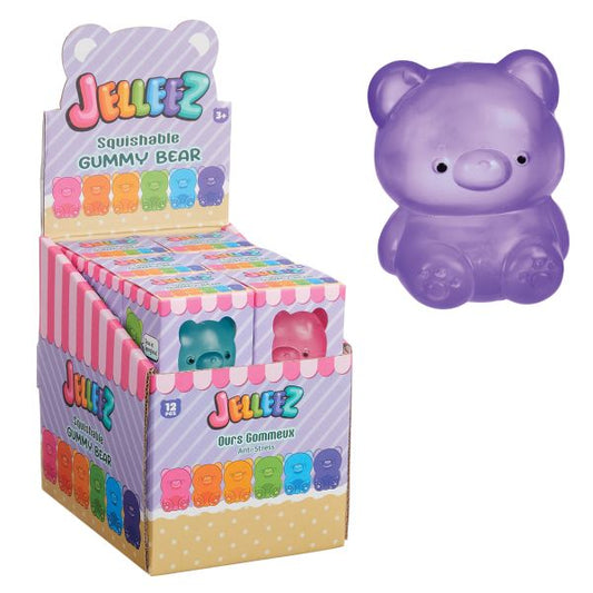 Jelleez Squish Gummy Bear – Stretchy Sensory Stress Toy (Assorted Colors)