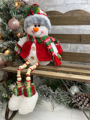 Vibrant Snowman Button Leg Figurines