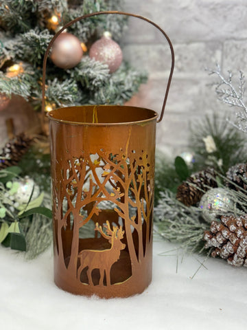 Rustic Holiday Weathered Winter Silhouette Pail