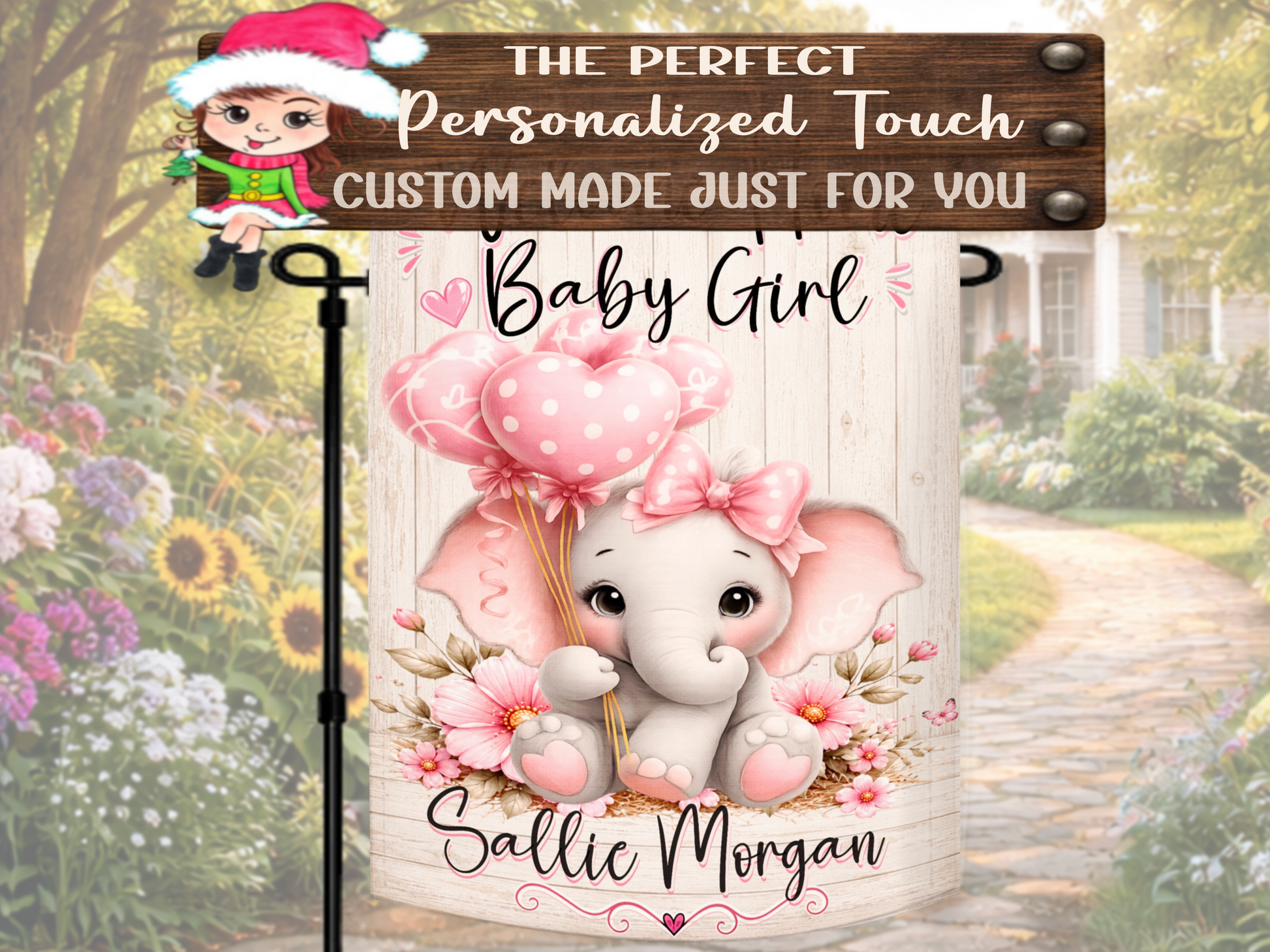 Personalized newborn baby flag for front porch and yard display