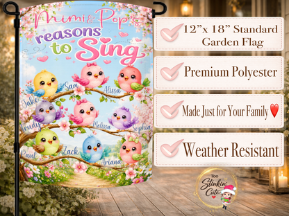 Spring floral bird personalized porch flag