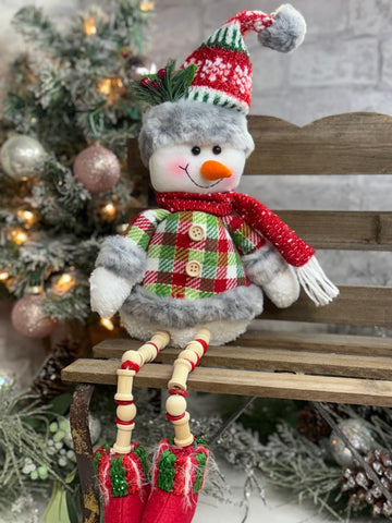 Vibrant Snowman Button Leg Figurines