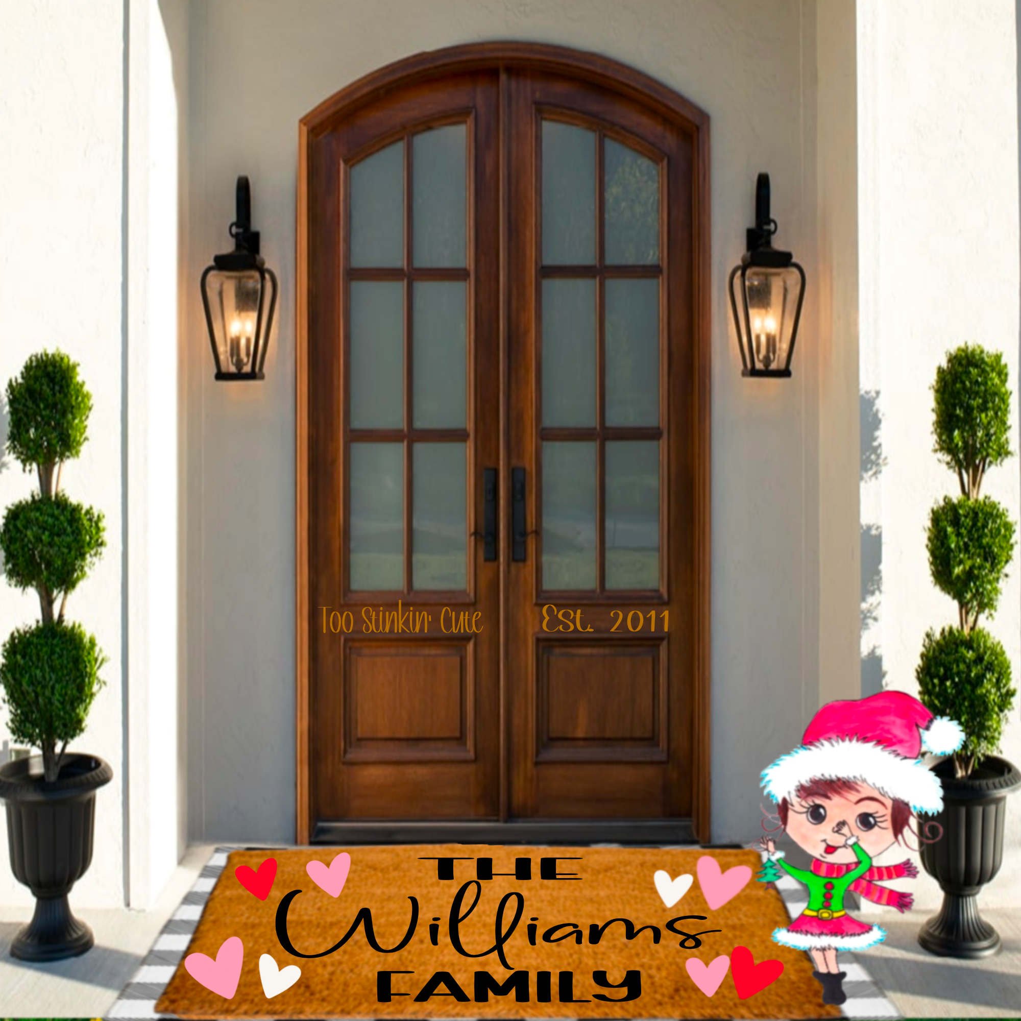 Custom Family Name Valentine's Doormat