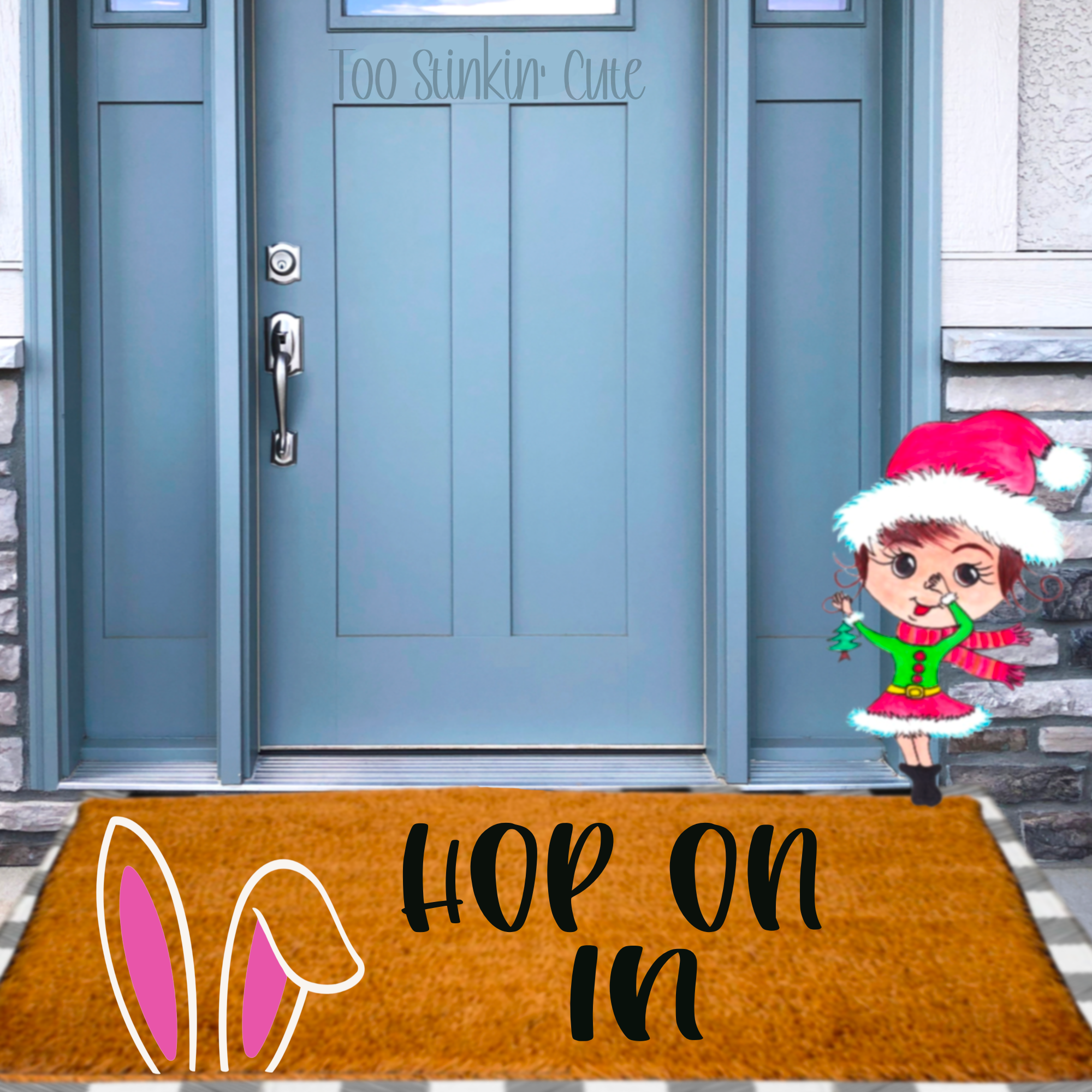 Custom Hop On In Easter Doormat