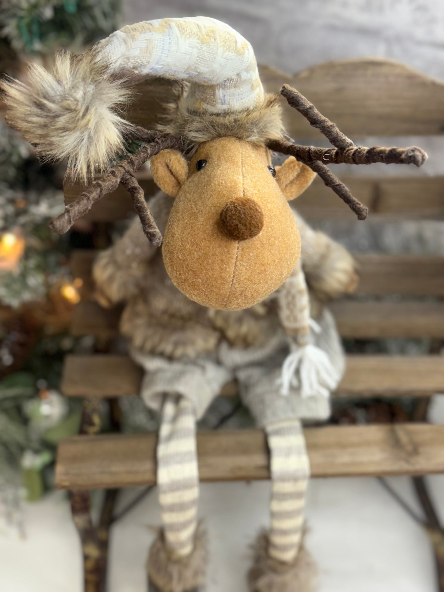 Whimsical Cocoa Moose Dangle Legs