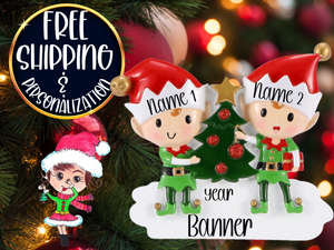 Elf Family of 2 Personalized Ornament