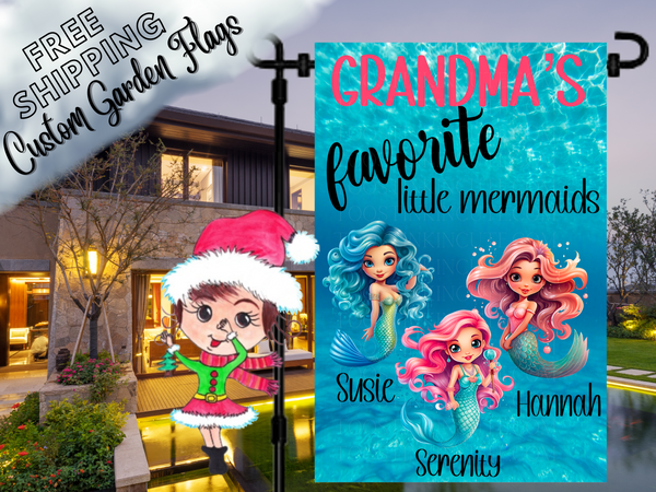 Grandma's Favorite Little Mermaids Garden Flag, Grandma Garden Flag