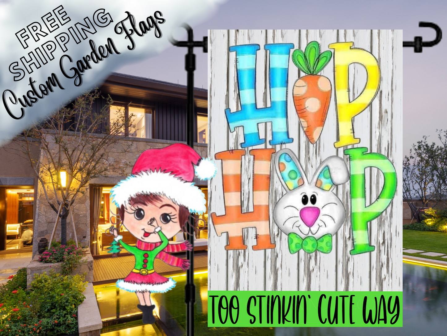 Hip Hop Easter Personalized Garden Flag