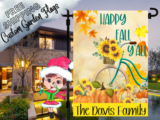 Personalized Sunflower Pumpkin Garden Flag,Personalized Fall Garden Flag,Floral Flag,Sunflower Flag,Garden Flag Sunflower,Fall Decor