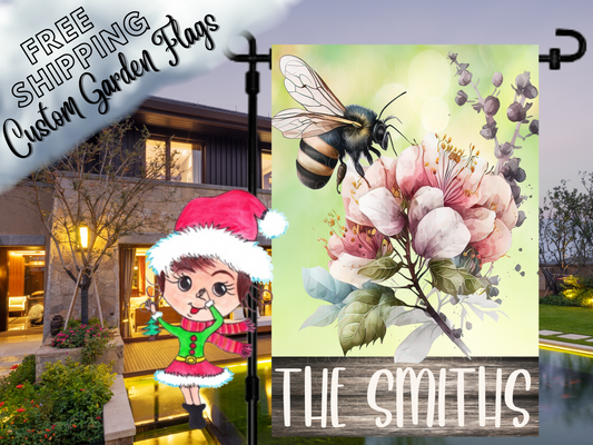 Bee Flower Welcome Garden Flag