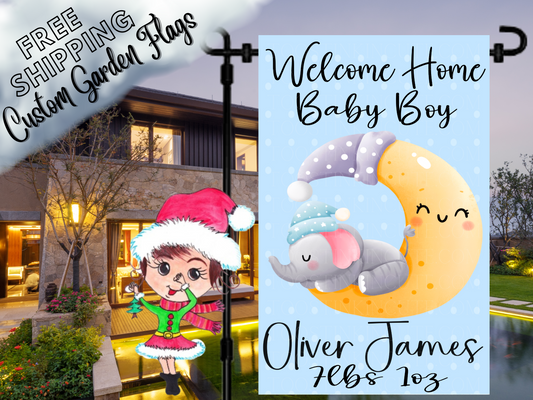 Welcome Home New Baby Boy Garden Flag