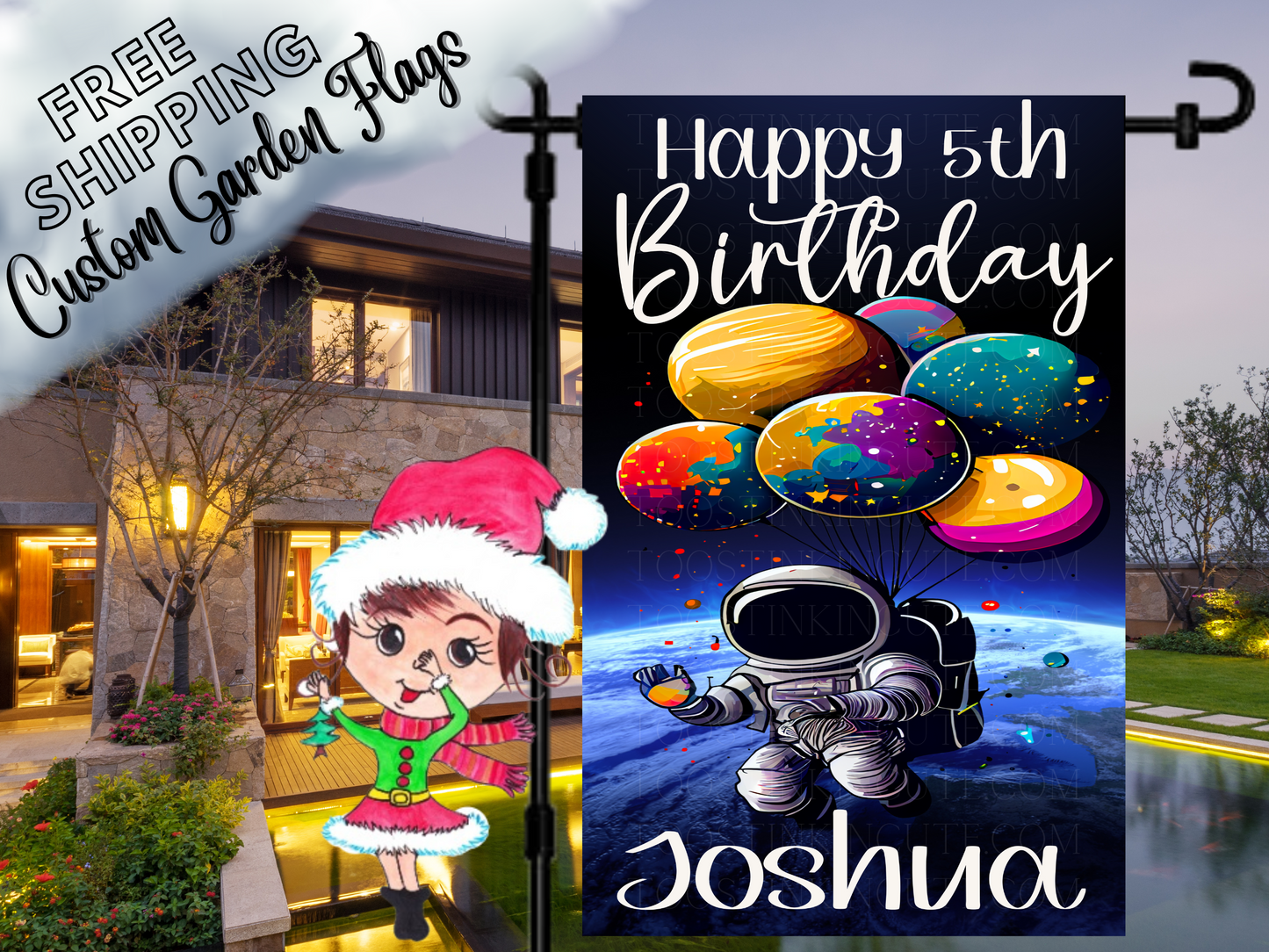 Outer Space Birthday Flag,Astronaut Flag,Birthday Banner,Outer Space Party,Galaxy Birthday,Moon Birthday,Blast Off Birthday,Out this world