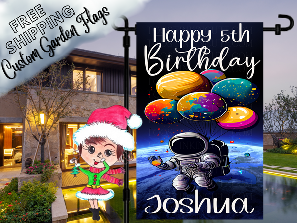 Outer Space Birthday Flag,Astronaut Flag,Birthday Banner,Outer Space Party,Galaxy Birthday,Moon Birthday,Blast Off Birthday,Out this world