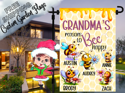 Grandma's Reasons to Bee Happy Garden Flag