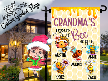 Grandma's Reasons to Bee Happy Garden Flag