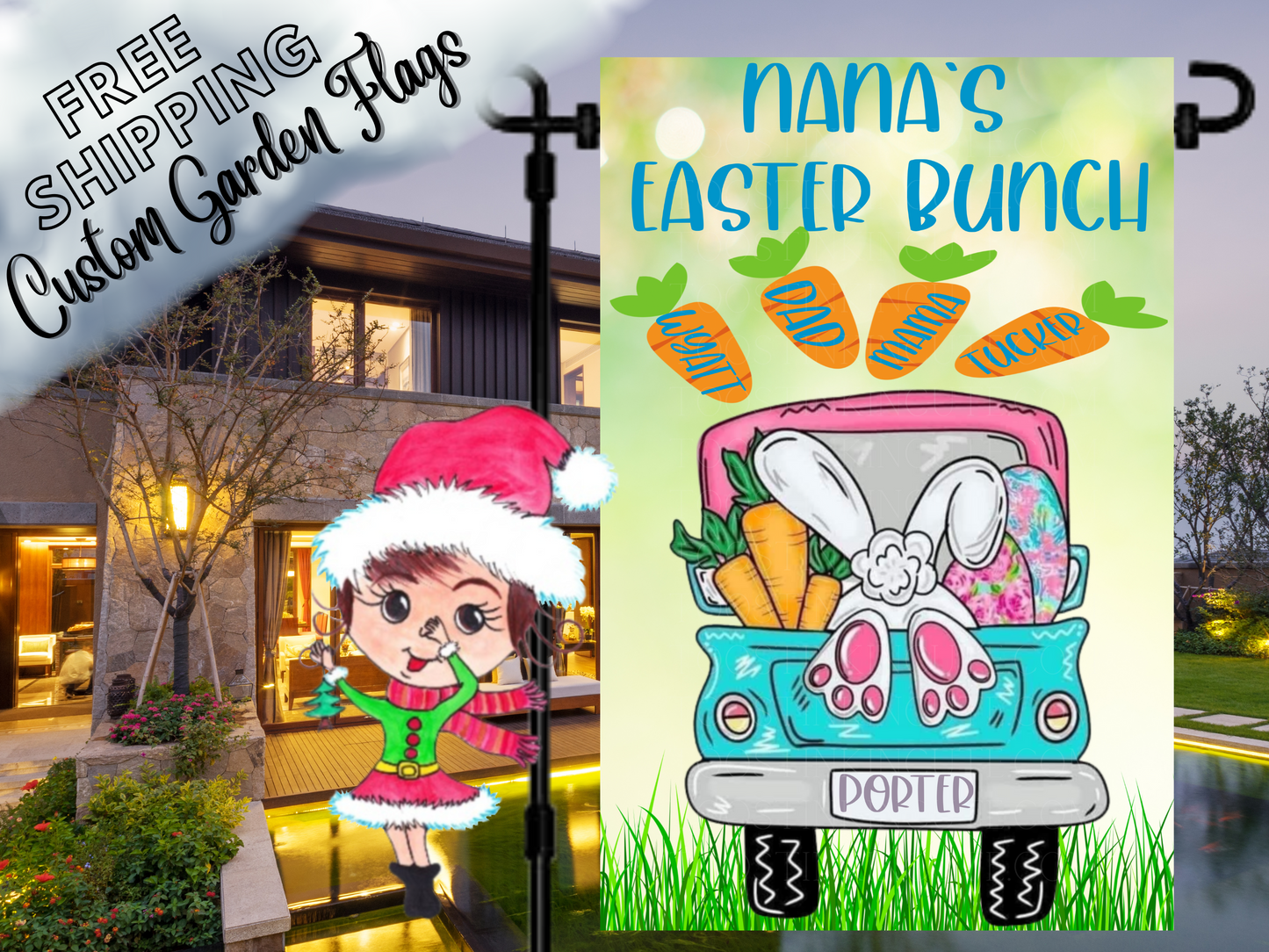Easter Carrots Personalized Garden Flag