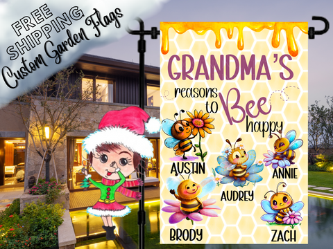 Grandma's Reasons to Bee Happy, Bee Garden Flag